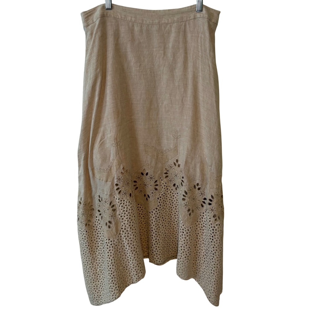 Women’s Linen Eyelet Midi Skirt